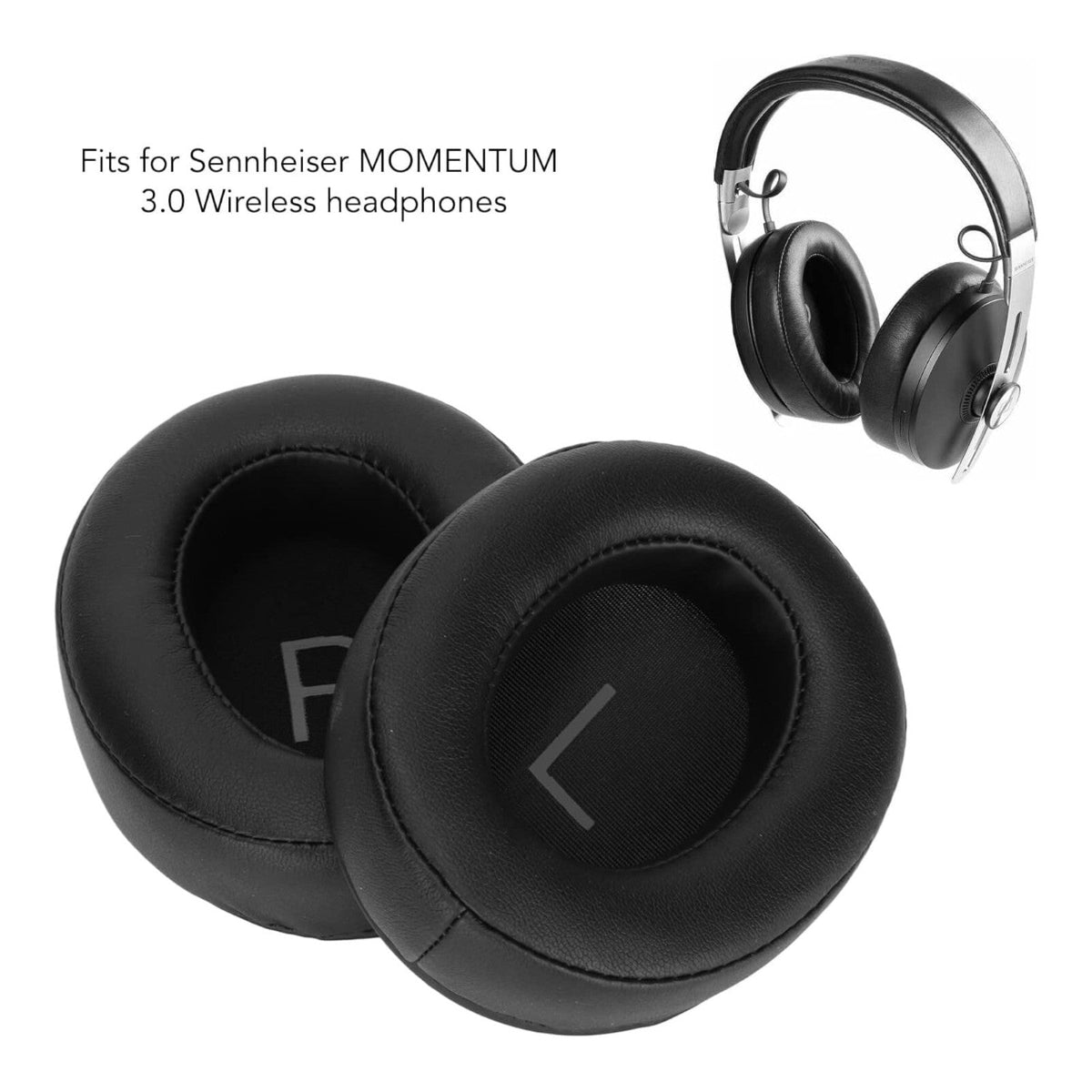 Ohrpolster für Sennheiser Momentum 3 Over Ear Kunstleder Schwarz mit Einrastring