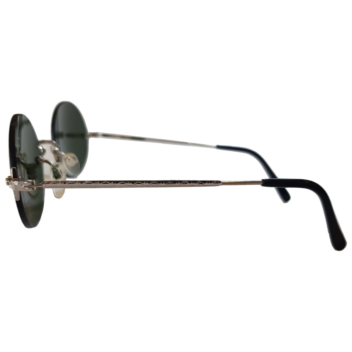 Runde silber-grüne Steampunk-Sonnenbrille verspiegelt