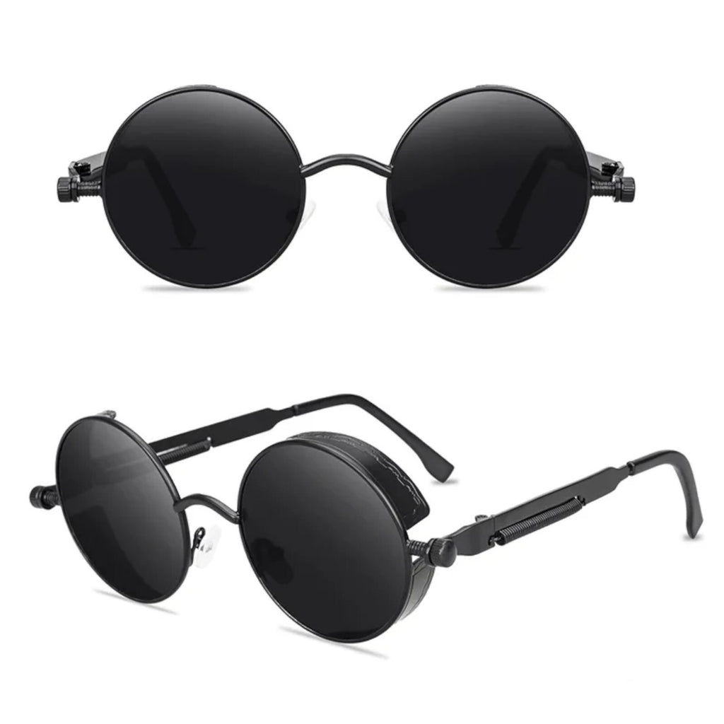 Runde schwarze Steampunk-Sonnenbrille