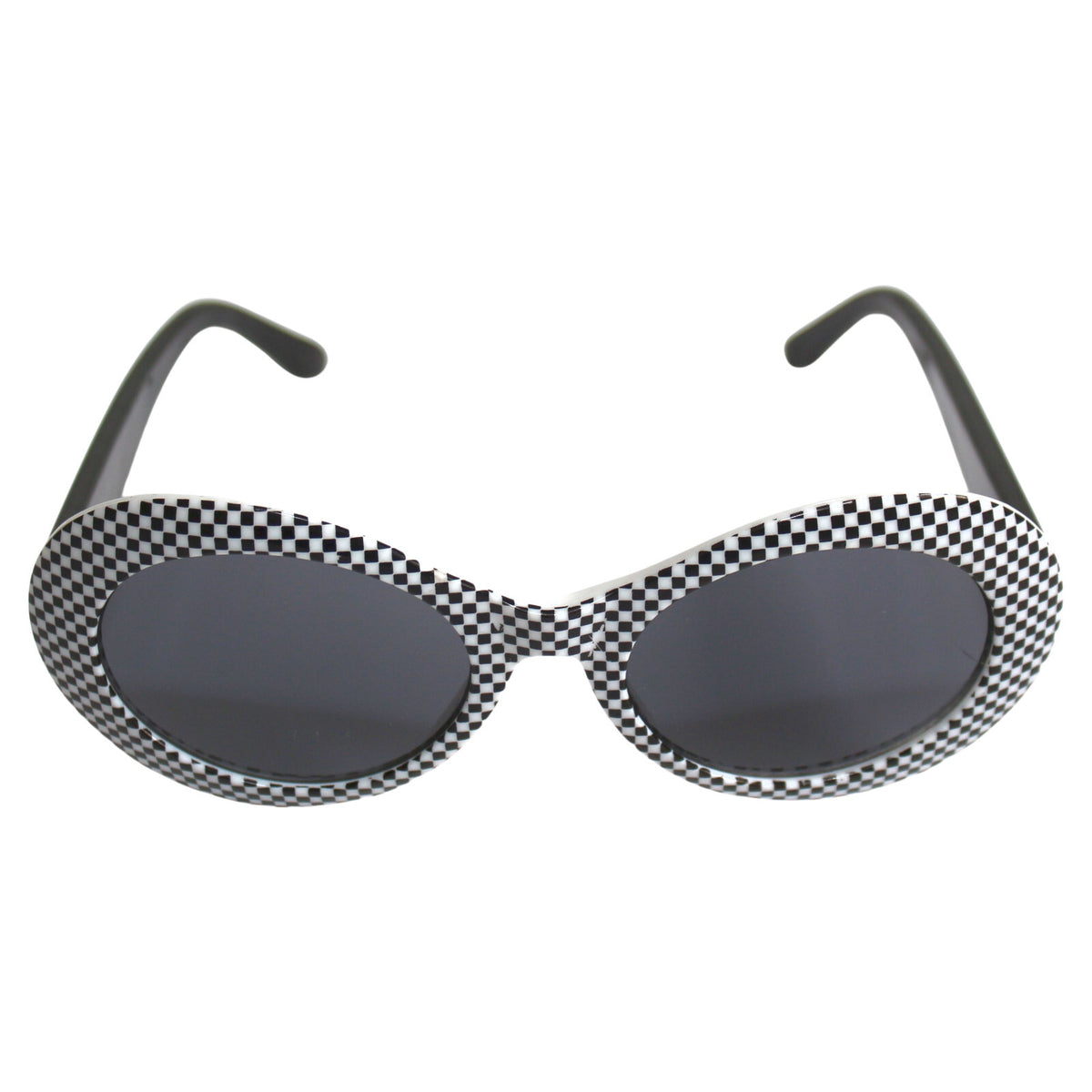 Schwarz-weiß karierte Cat-Eye-Partybrille