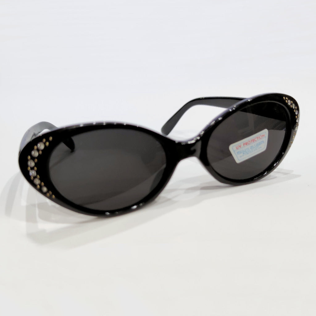 Schwarze Cat-Eye-Sonnenbrille mit Strass