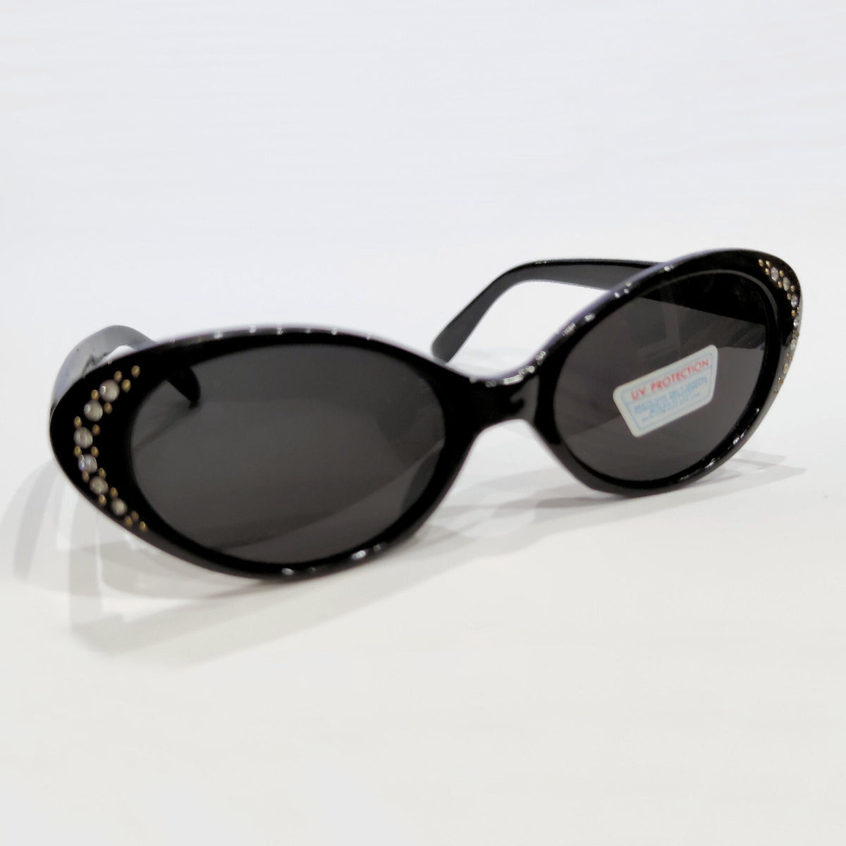 Schwarze Cat-Eye-Sonnenbrille mit Strass