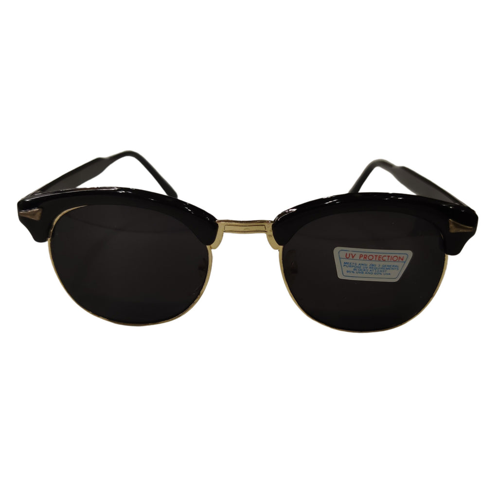 Schwarz-goldene Vintage Sonnenbrille mit Smoke-Gläsern