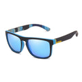 Schwarz-blaue polarisierte Sonnenbrille verspiegelt