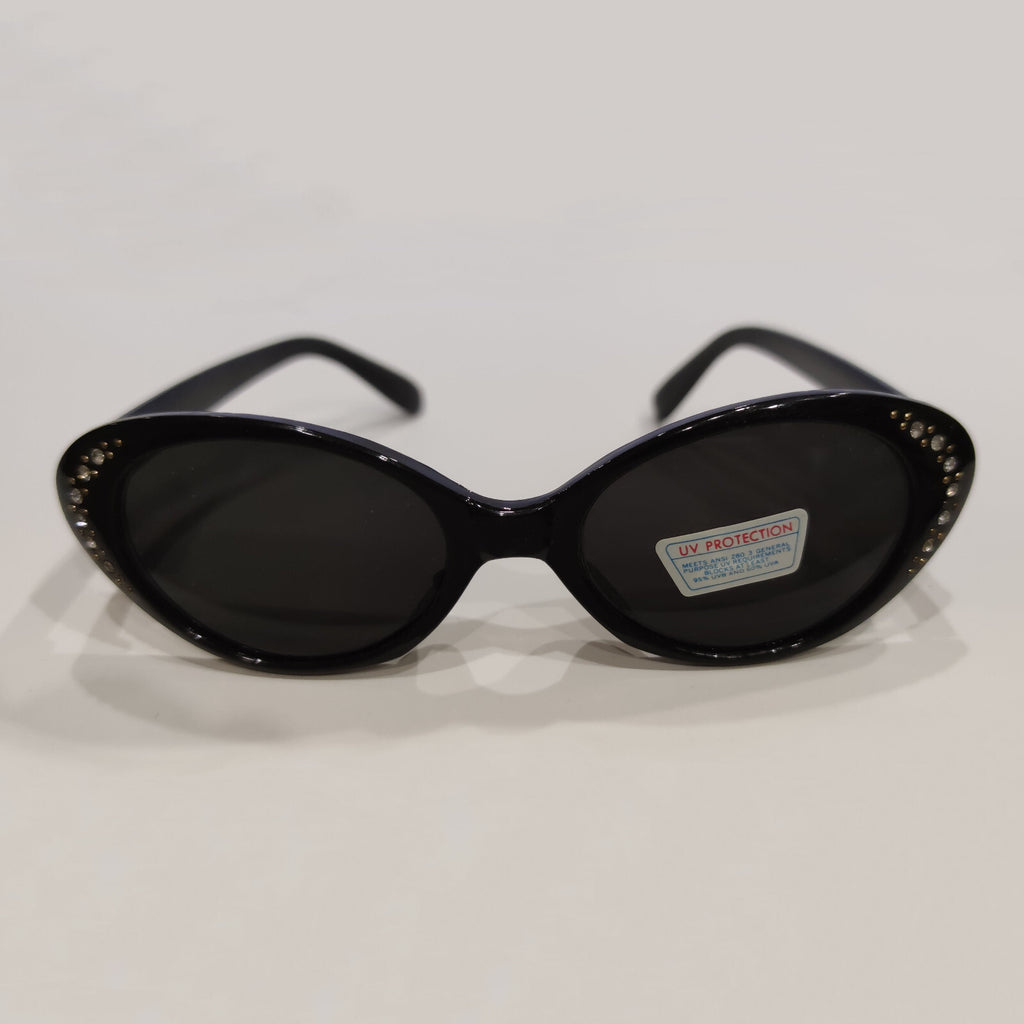 Schwarze Cat-Eye-Sonnenbrille mit Strass