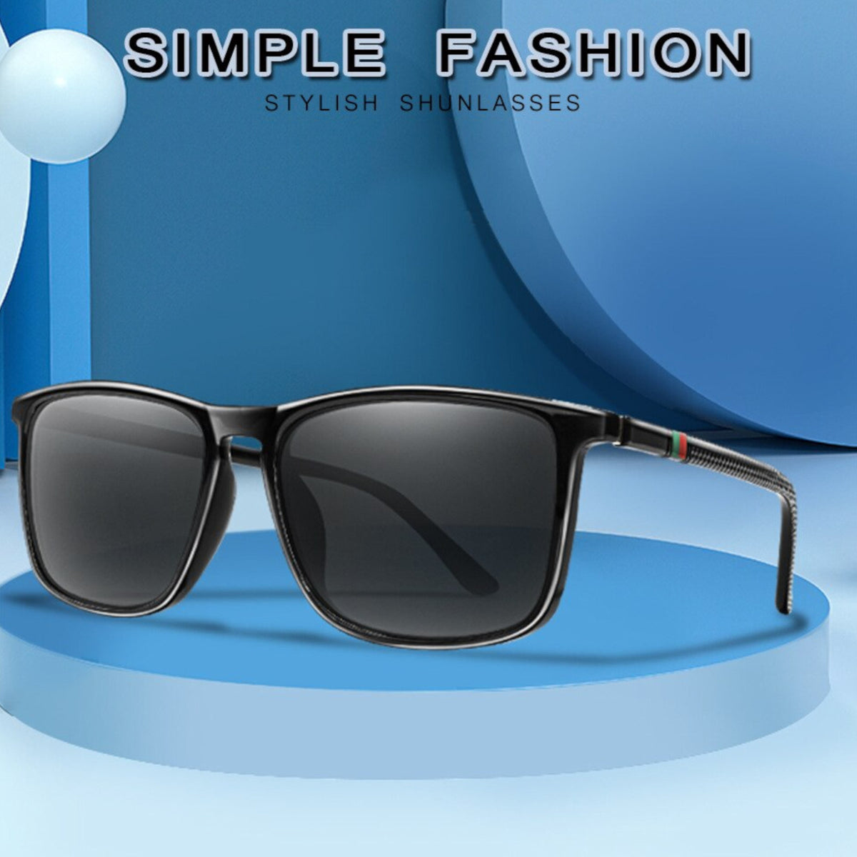 Schwarze Sonnenbrille mit dunklen Gläsern
