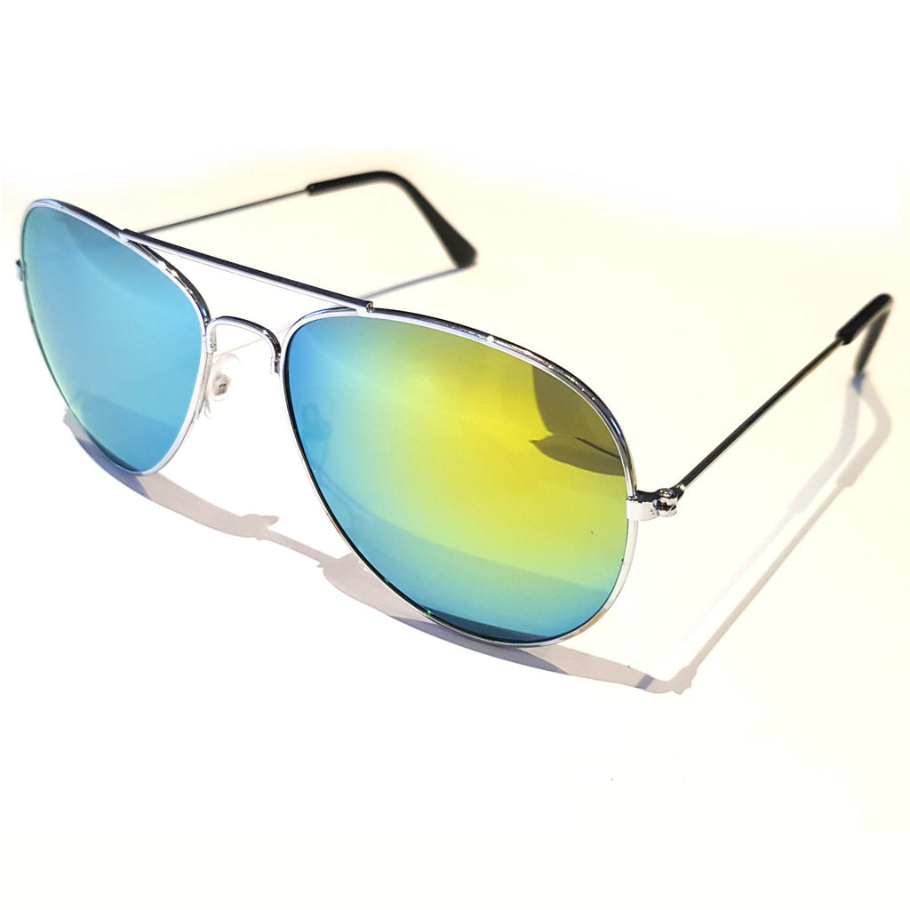 Silber-goldene verspiegelte Piloten-Sonnenbrille