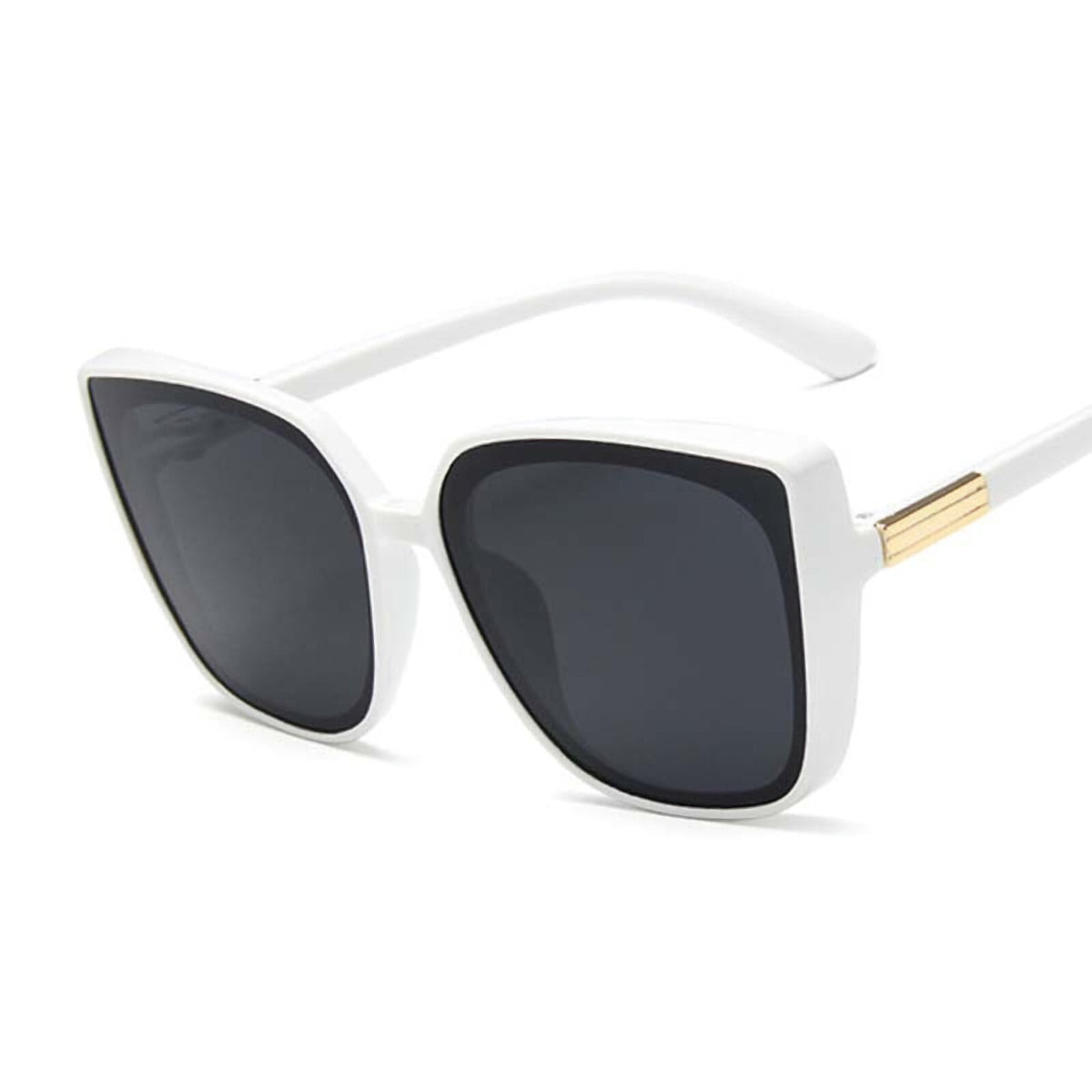 Oversized Cat-Eye-Sonnenbrille Weiß-Gold