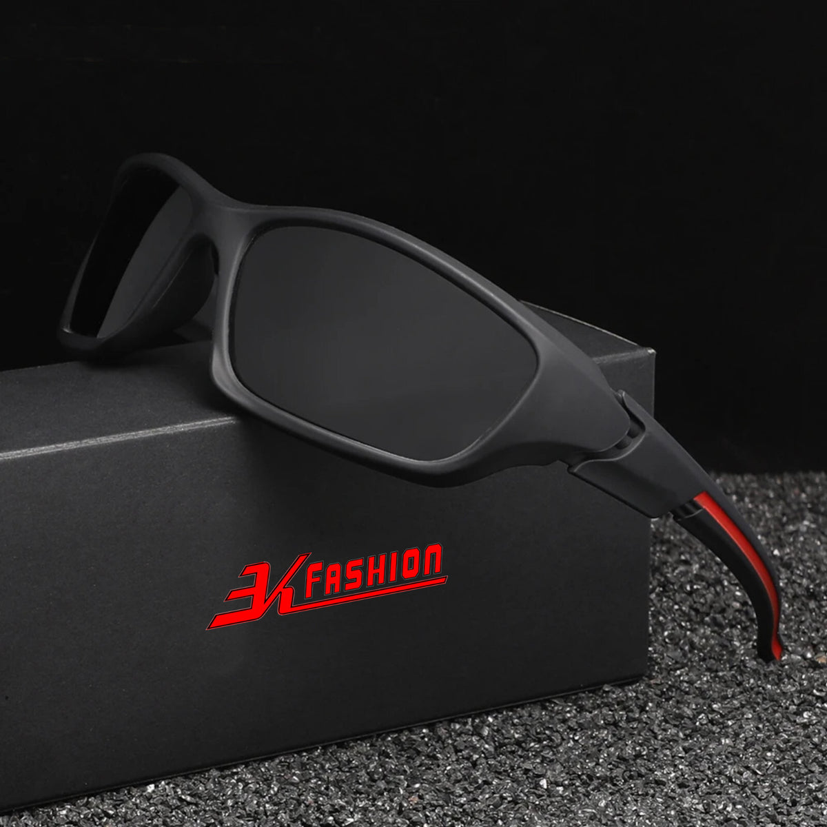 Schwarze 3K Fashion 768 Biker-Sonnenbrille aus TR90