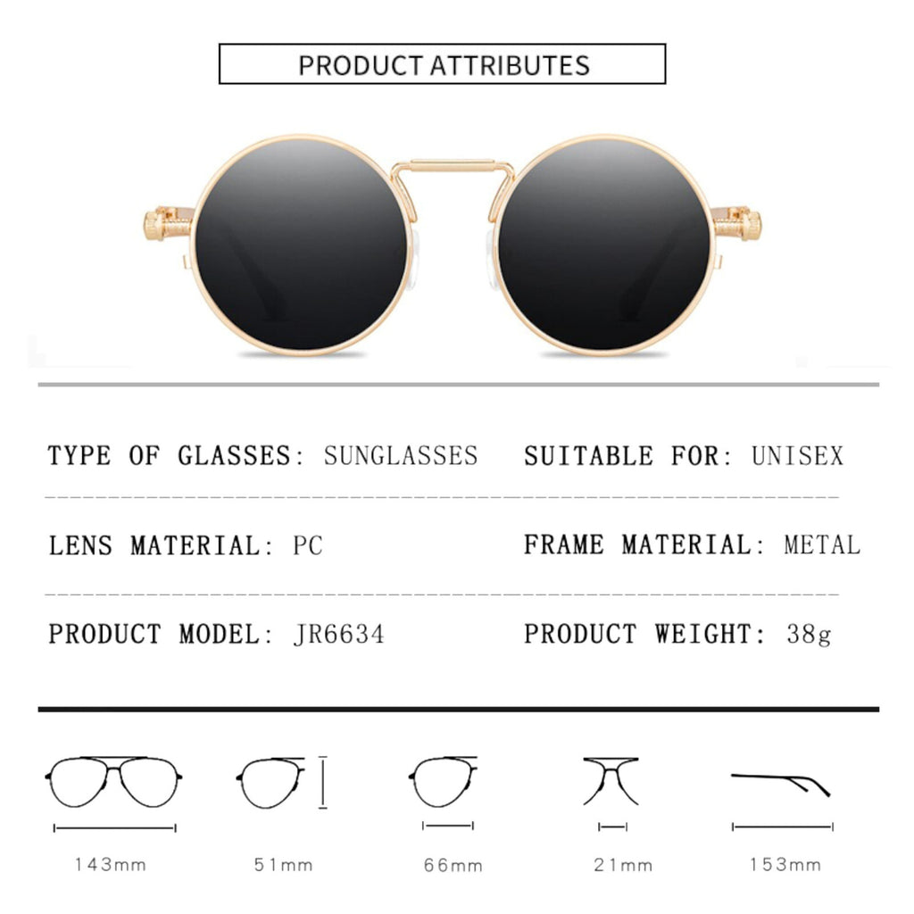 Runde goldene Steampunk-Sonnenbrille im Lennon-Stil