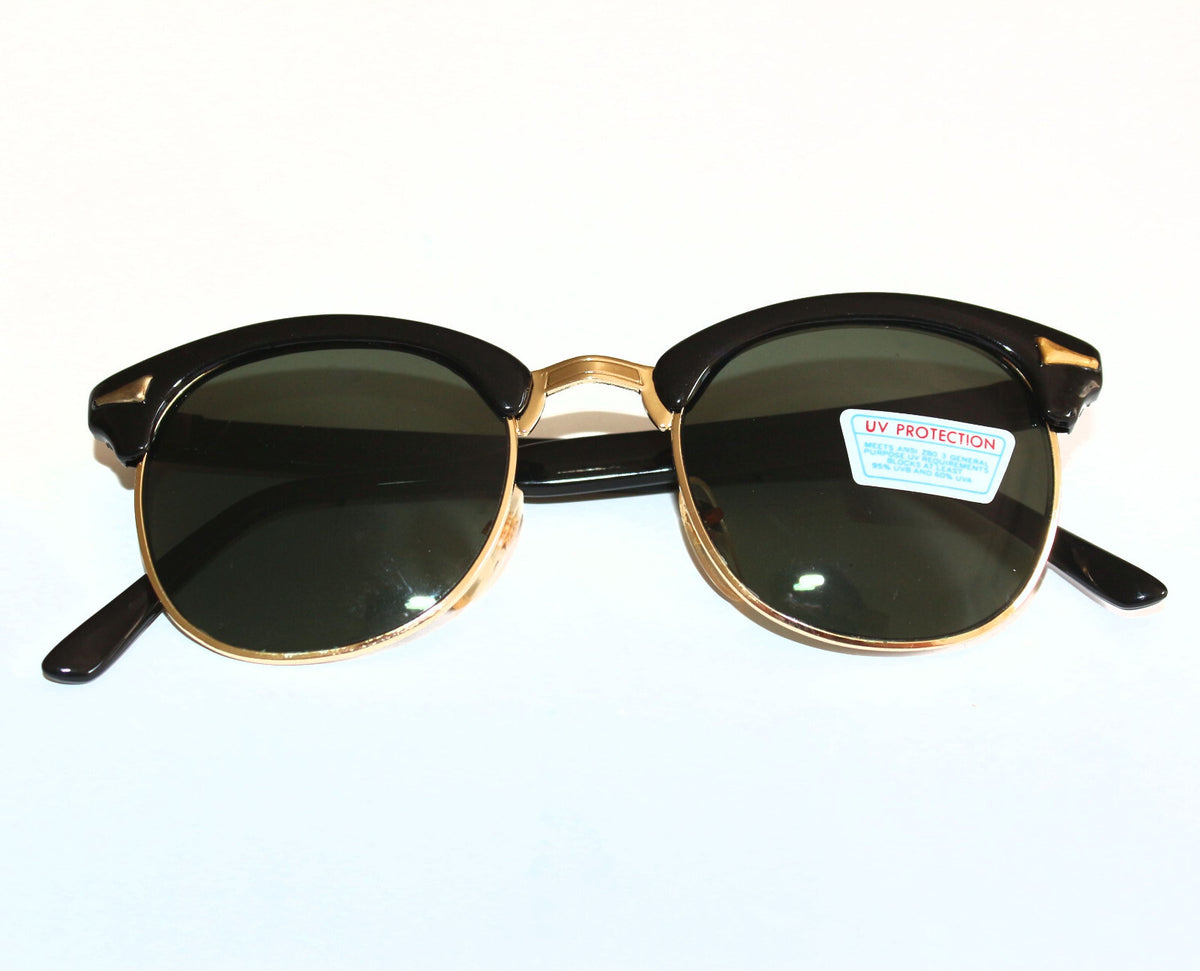 Schwarz-goldene Vintage Sonnenbrille