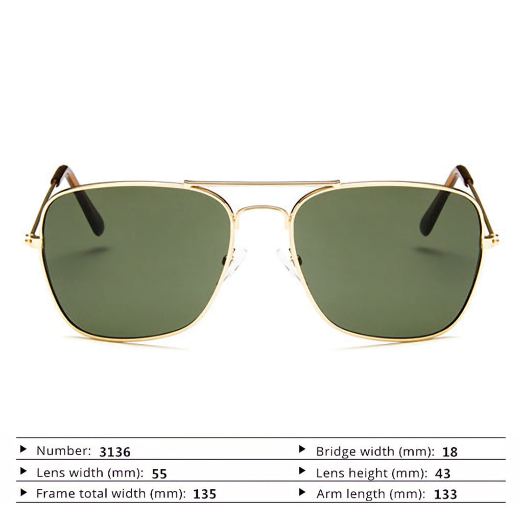 Gold-grüne Piloten-Sonnenbrille