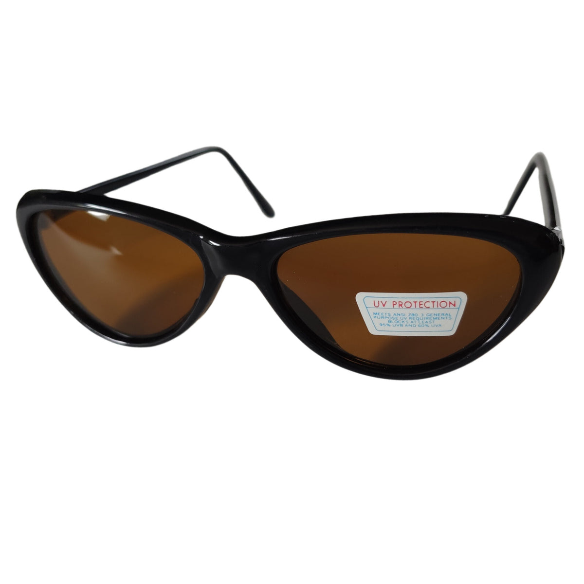 Schwarze Cat-Eye-Sonnenbrille mit braunen Gläsern