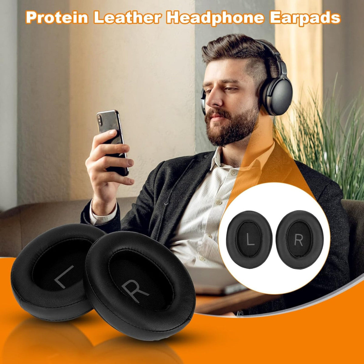Ohrpolster für Sennheiser Momentum 3 Over Ear Kunstleder Schwarz mit Einrastring