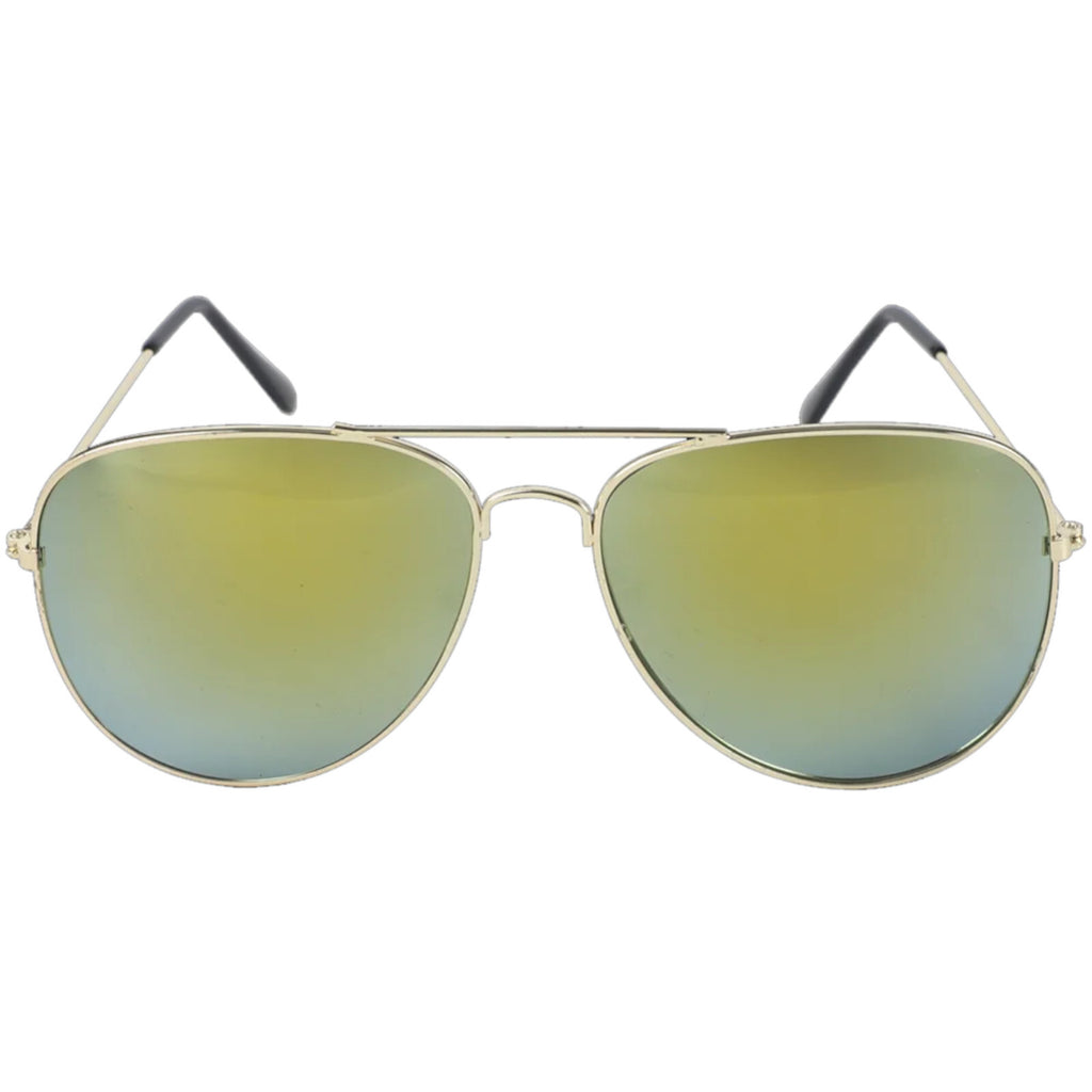 Goldene Piloten-Sonnenbrille mit gelben Spiegelgläsern