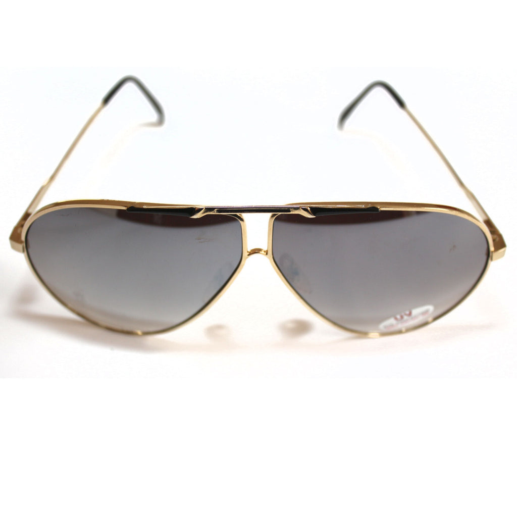 Gold-schwarze Piloten-Sonnenbrille im Porsche-Stil