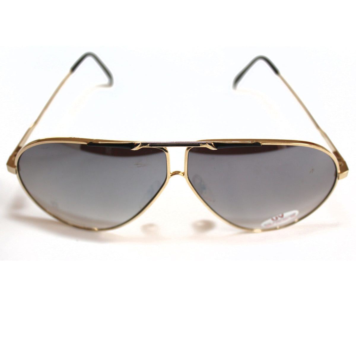 Gold-schwarze Piloten-Sonnenbrille im Porsche-Stil