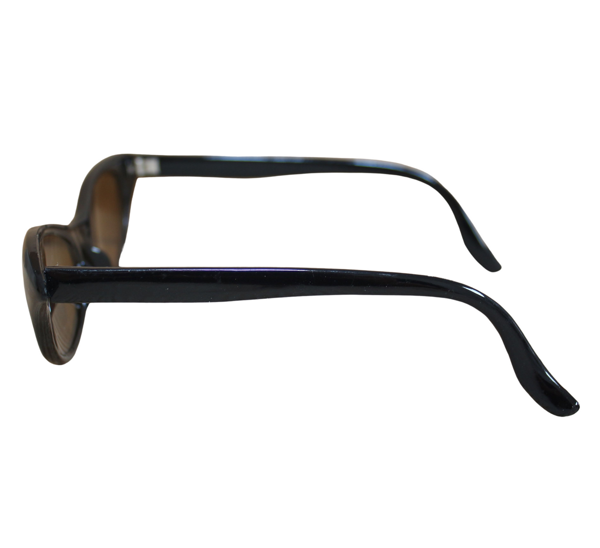 Schwarze Cat-Eye-Sonnenbrille mit braunen Gläsern
