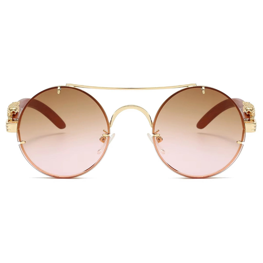 Goldene Vintage Designer-Sonnenbrille im Leoparden-Look