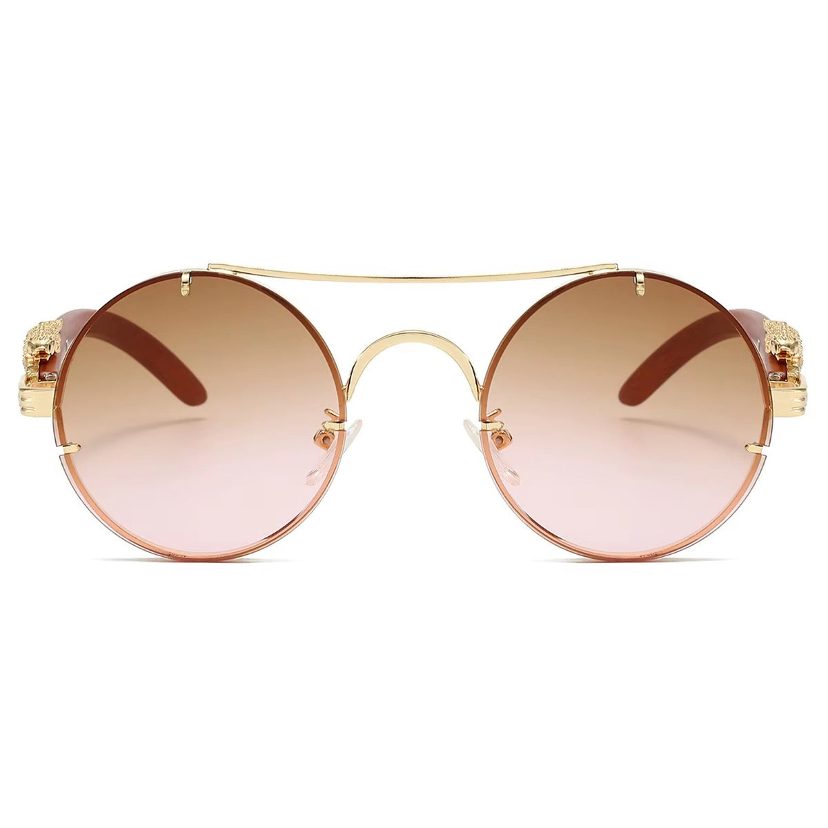Goldene Vintage Designer-Sonnenbrille im Leoparden-Look