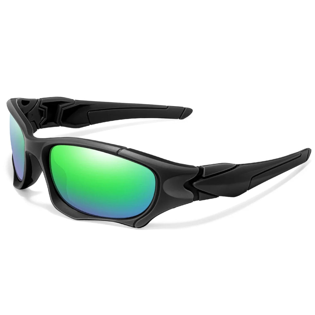 Schwarz-grüne Sport-Sonnenbrille aus Polycarbonat