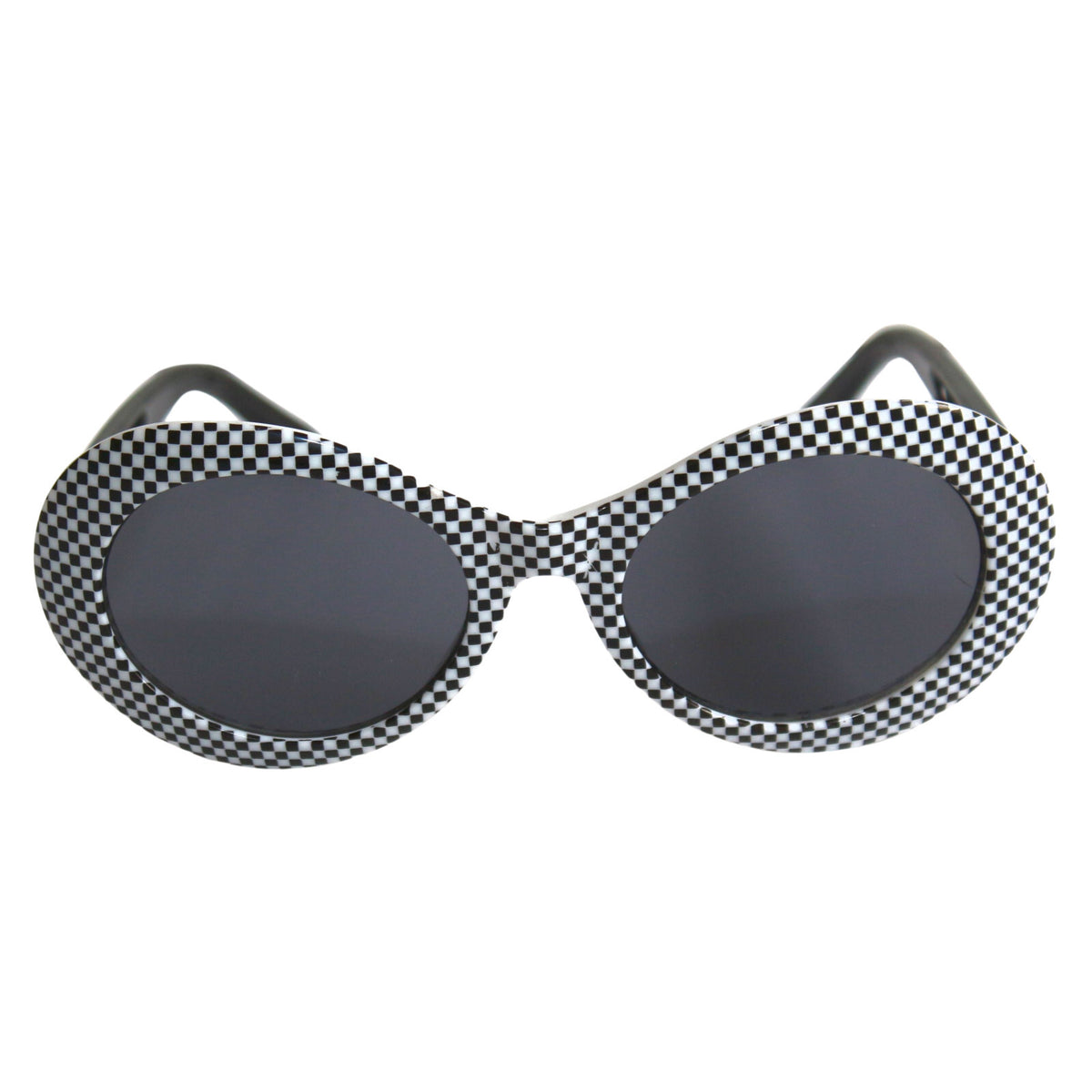 Schwarz-weiß karierte Cat-Eye-Partybrille