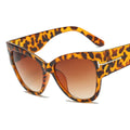 Braune Oversized Cat-Eye-Sonnenbrille im Leopardenmuster