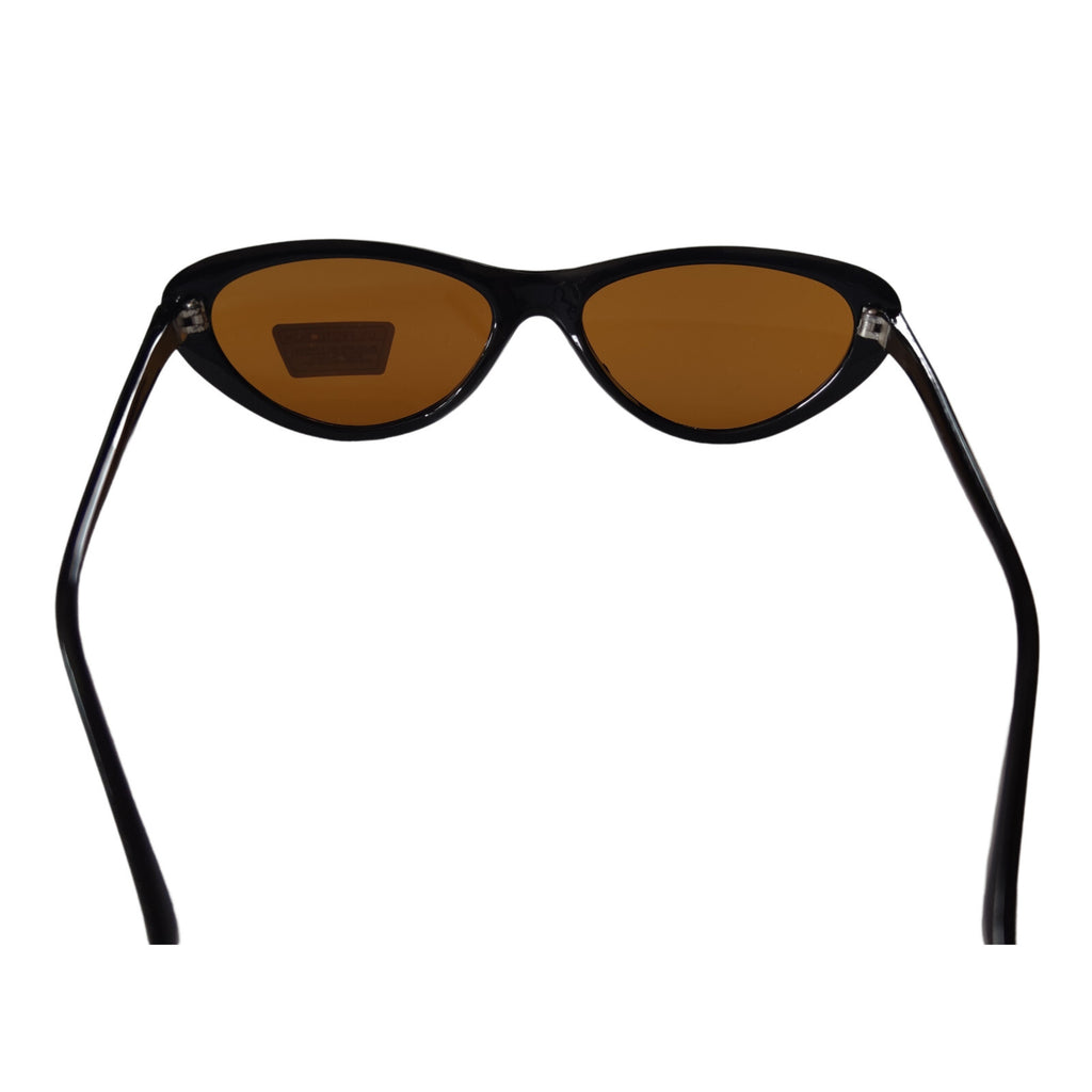 Schwarze Cat-Eye-Sonnenbrille mit braunen Gläsern