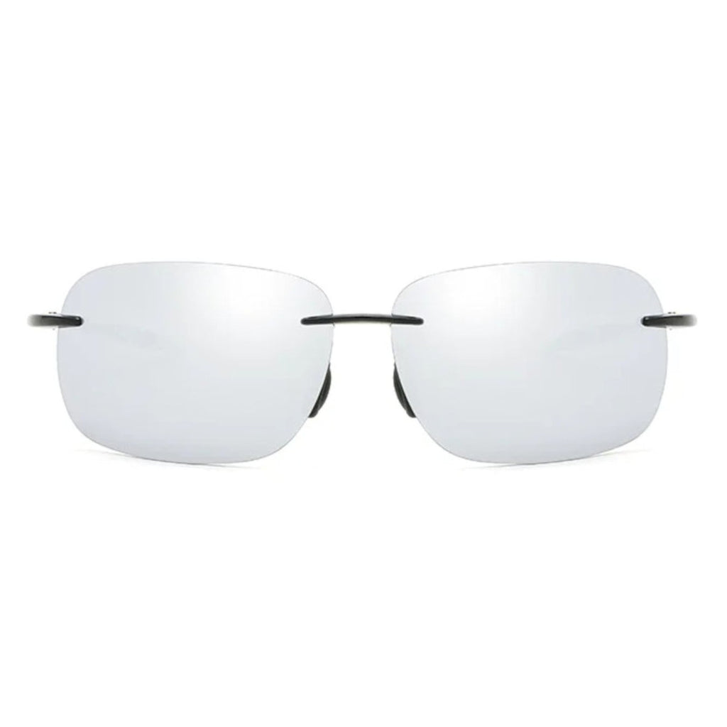 Rahmenlose Matrix-Sportbrille mit silber verspiegelten Gläsern