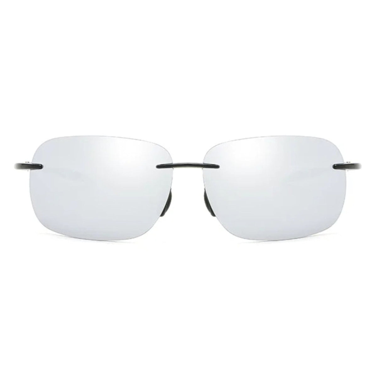 Rahmenlose Matrix-Sportbrille mit silber verspiegelten Gläsern
