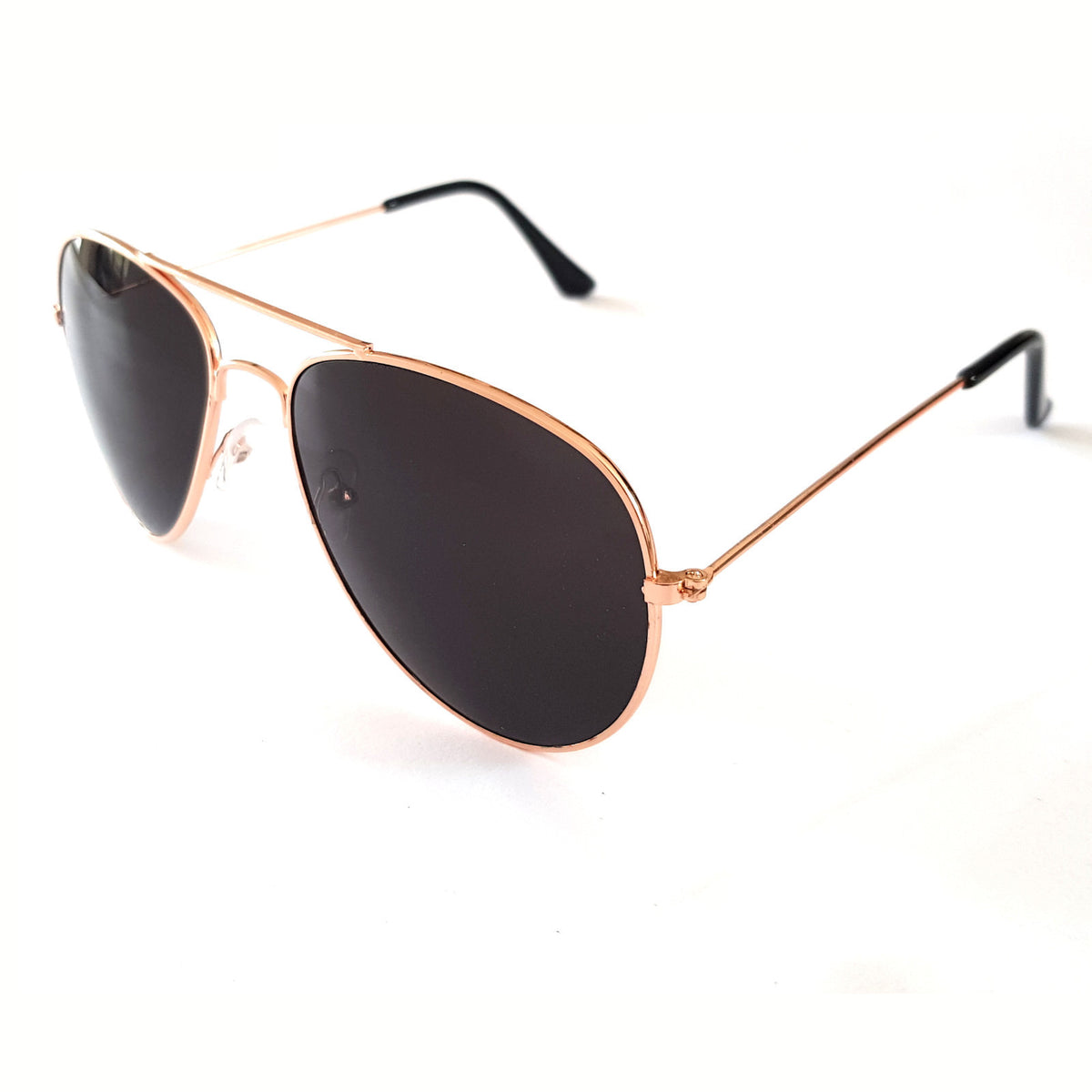 Kupferfarbene Piloten-Sonnenbrille mit dunklen Gläsern