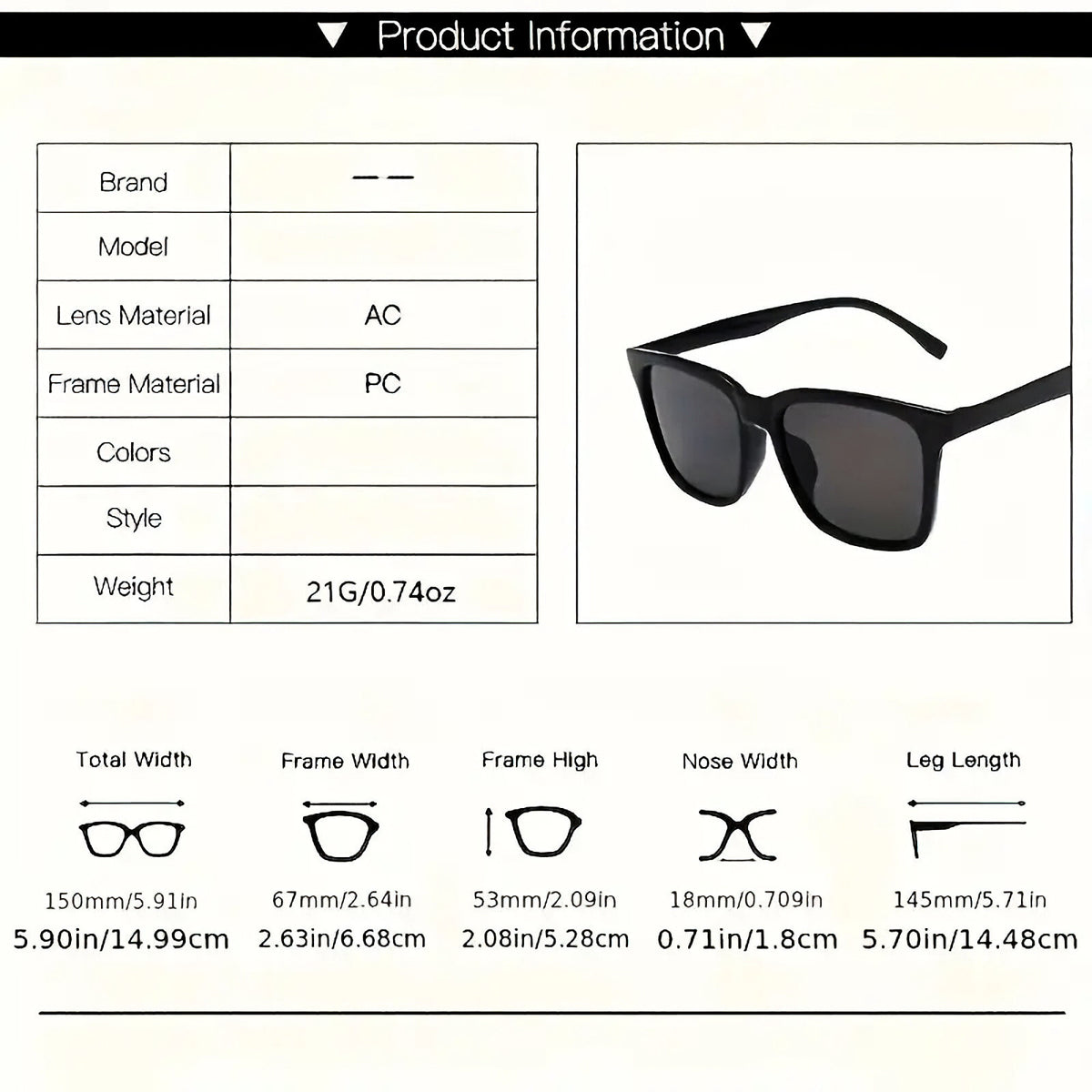 Schwarze Oversized Vintage Sonnenbrille