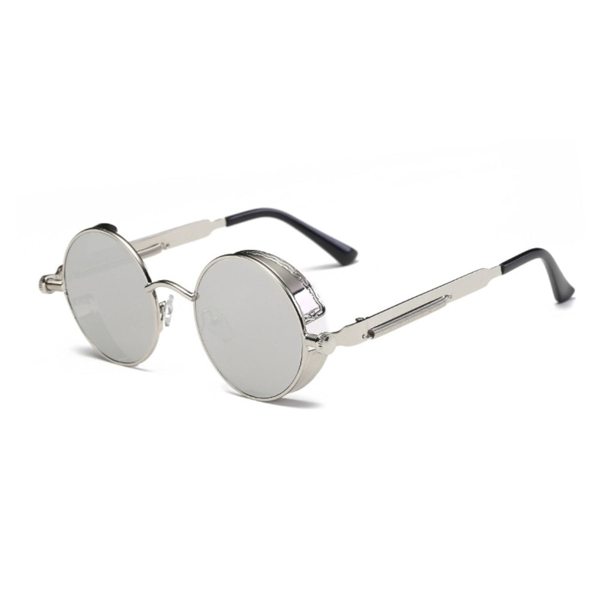Runde gold-schwarze Steampunk-Sonnenbrille
