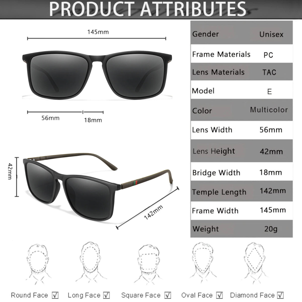 Schwarz-braune matte polarisierte Sonnenbrille