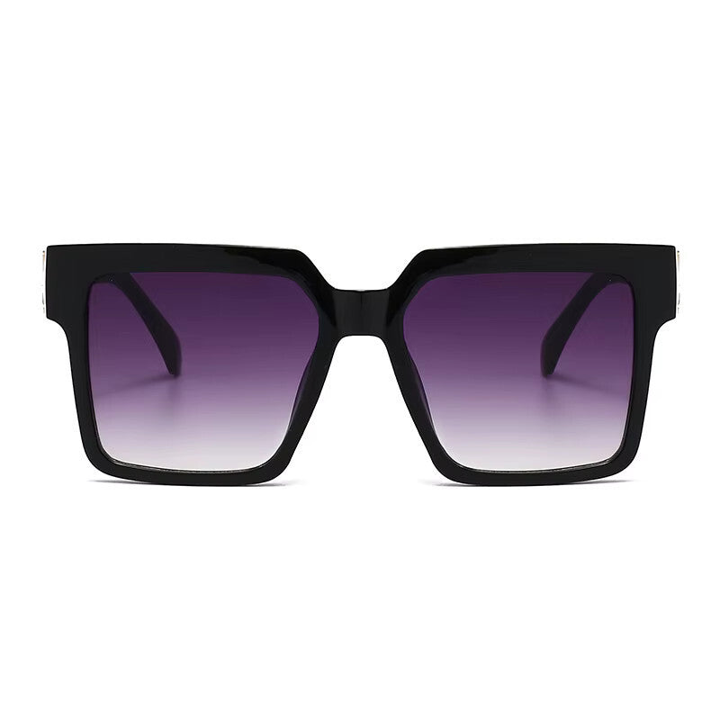 Schwarz-goldene Oversized Designer-Sonnenbrille mit Verlaufsgläsern