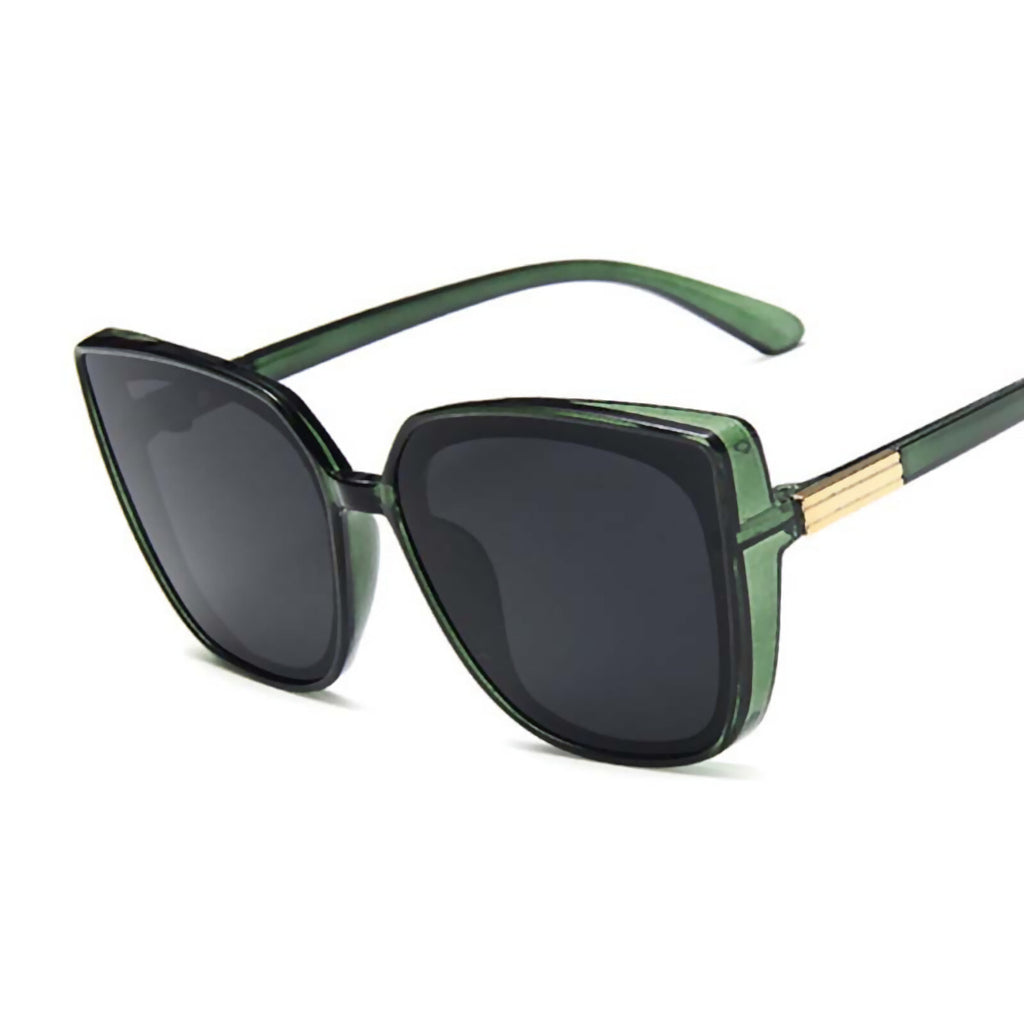 Oversized Cat-Eye-Sonnenbrille in Schwarz-Grün