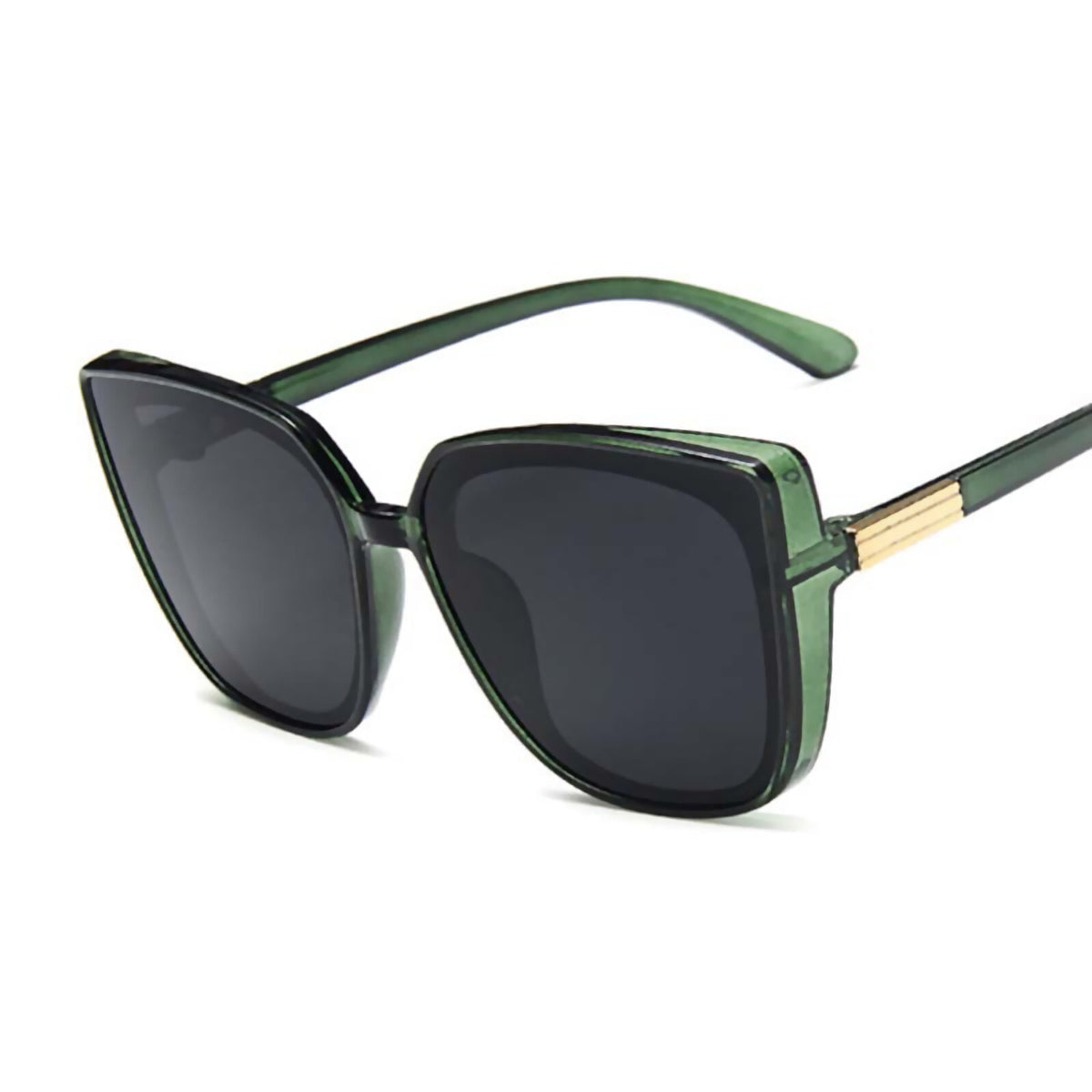 Oversized Cat-Eye-Sonnenbrille in Schwarz-Grün