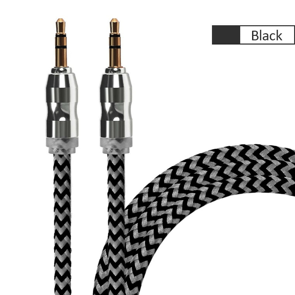 Premium Stereo Kopfhörer Anschlusskabel Nylon 1m 3,5mm Klinke Stecker>Stecker T2