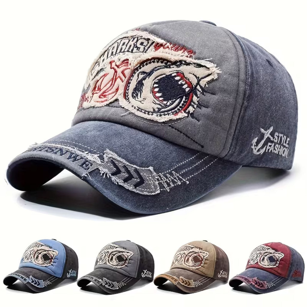 Sharks Vintage-Basecap aus Baumwolle mit Retro-Stickerei