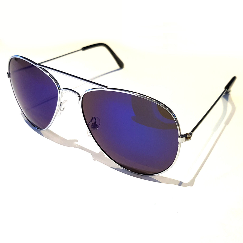 Silber-blaue Piloten-Sonnenbrille