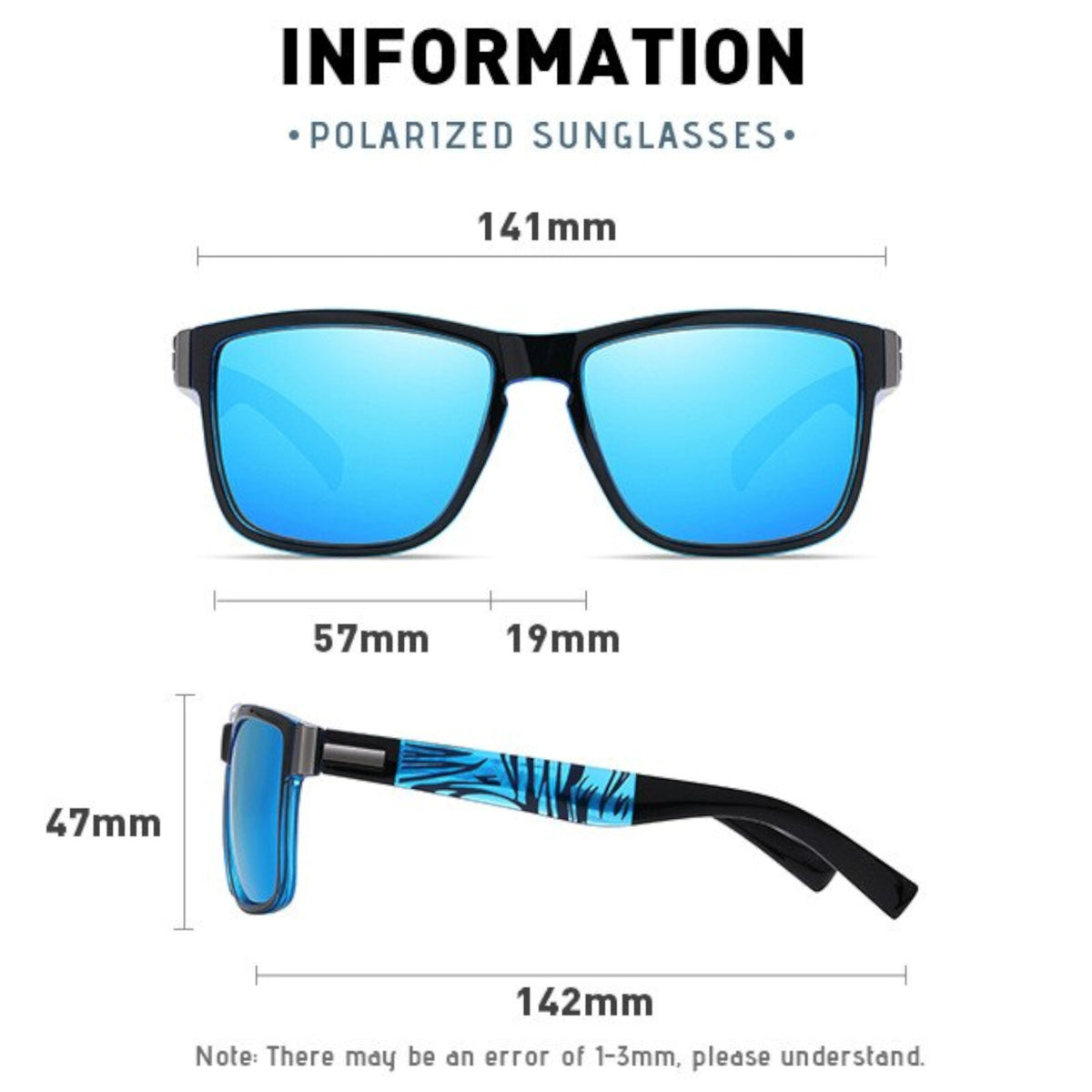 Schwarz-blaue polarisierte Sonnenbrille