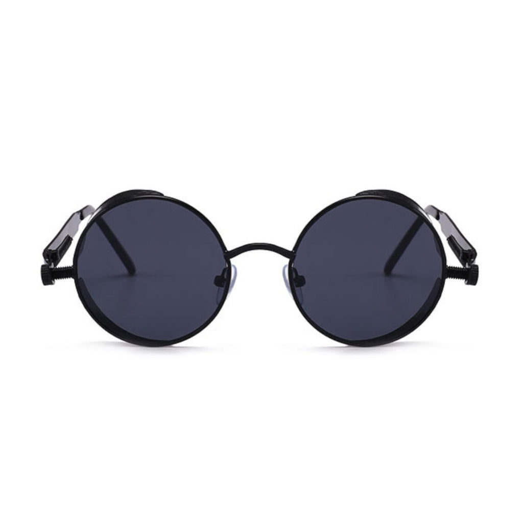 Runde schwarze Steampunk-Sonnenbrille