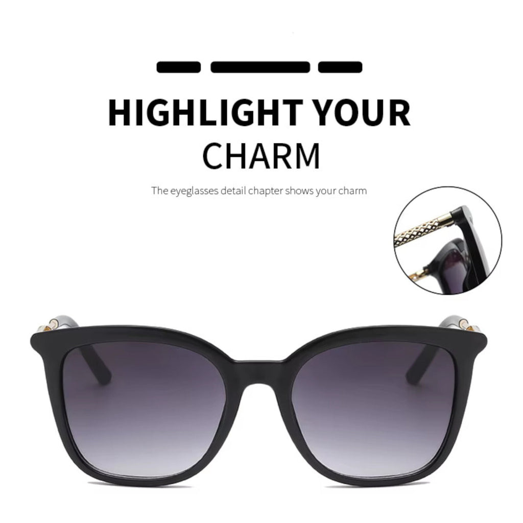 Oversized Cat-Eye-Sonnenbrille Schwarz-Gold