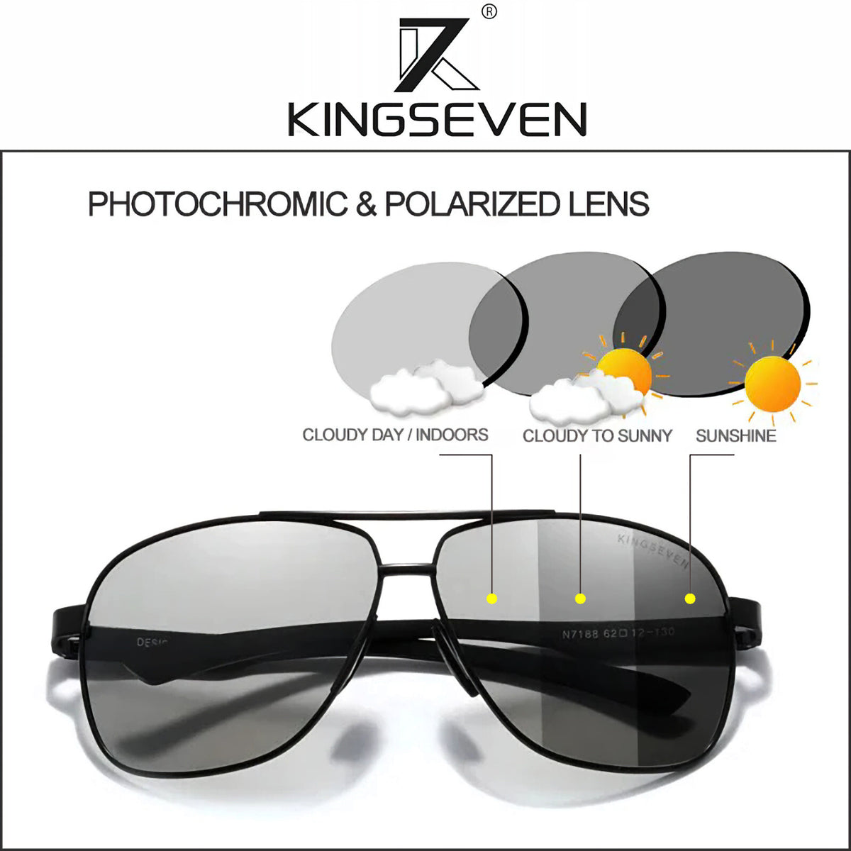 Kingseven N7188 photochrome polarisierte Sonnenbrille