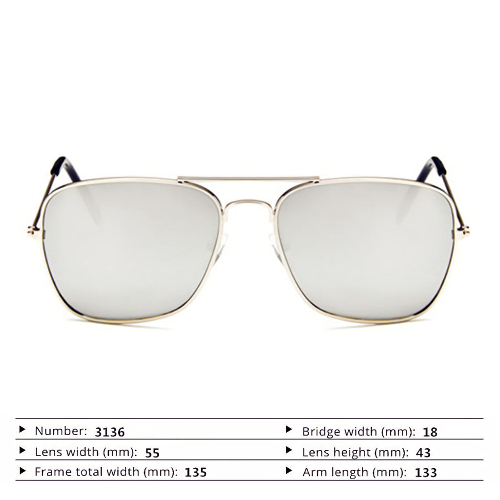 Silberne verspiegelte Piloten-Sonnenbrille