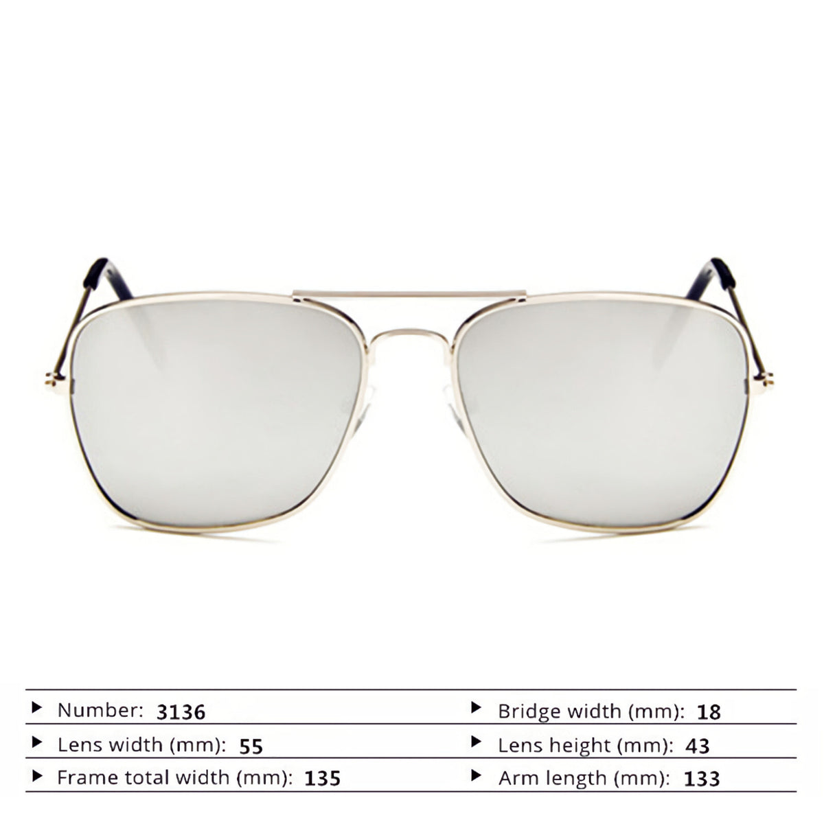 Silberne verspiegelte Piloten-Sonnenbrille