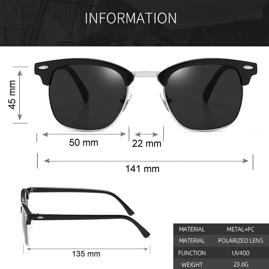 Schwarz-silberne Vintage-Retro-Sonnenbrille Unisex