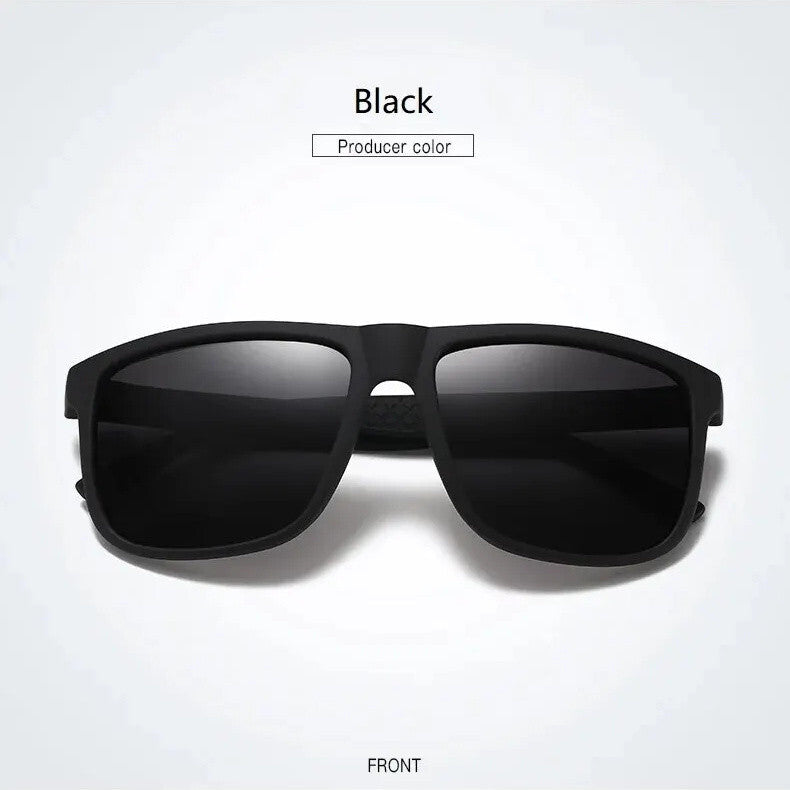 Matt-schwarze Sonnenbrille mit dunklen Gläsern