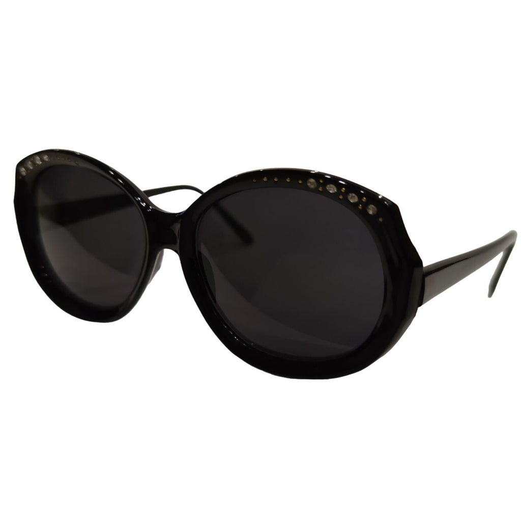 Schwarze Cat-Eye-Sonnenbrille mit Strass