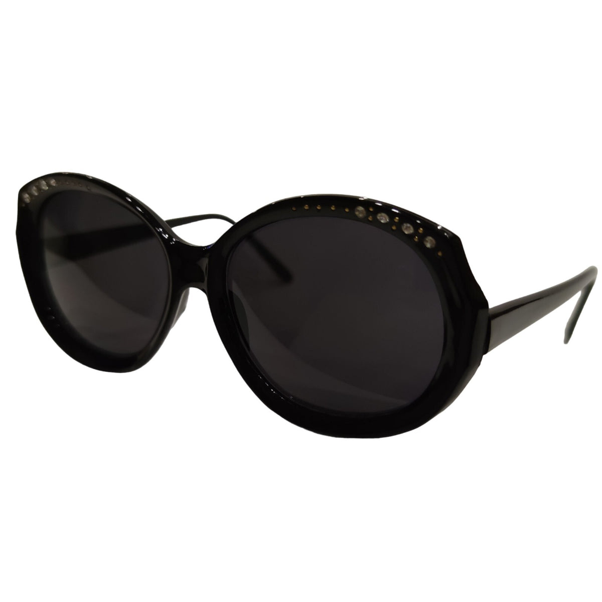 Schwarze Cat-Eye-Sonnenbrille mit Strass